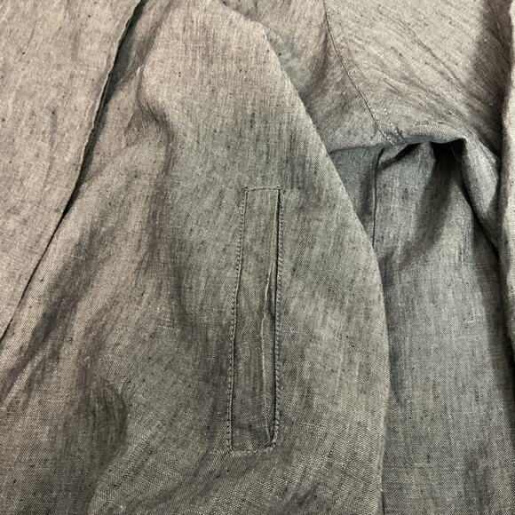 WRAP London Full Zip 100% Linen Jacket Lagenlook Gray Sz 14 - Picture 5 of 8